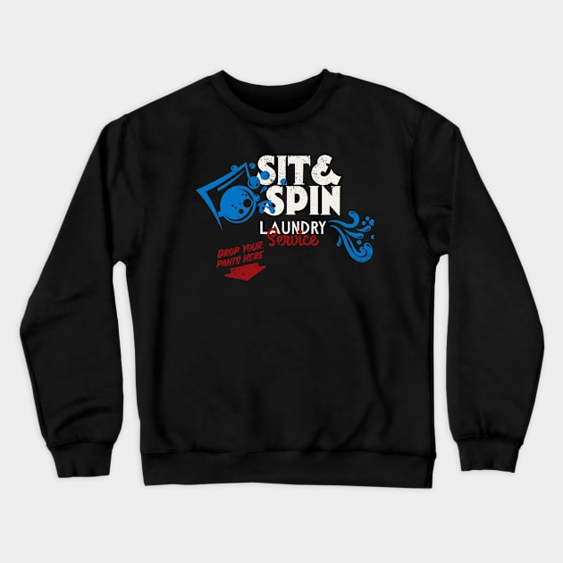 Retro Vintage Sit and Spin Laundry Seattle Crewneck Sweatshirt by StudioPM71